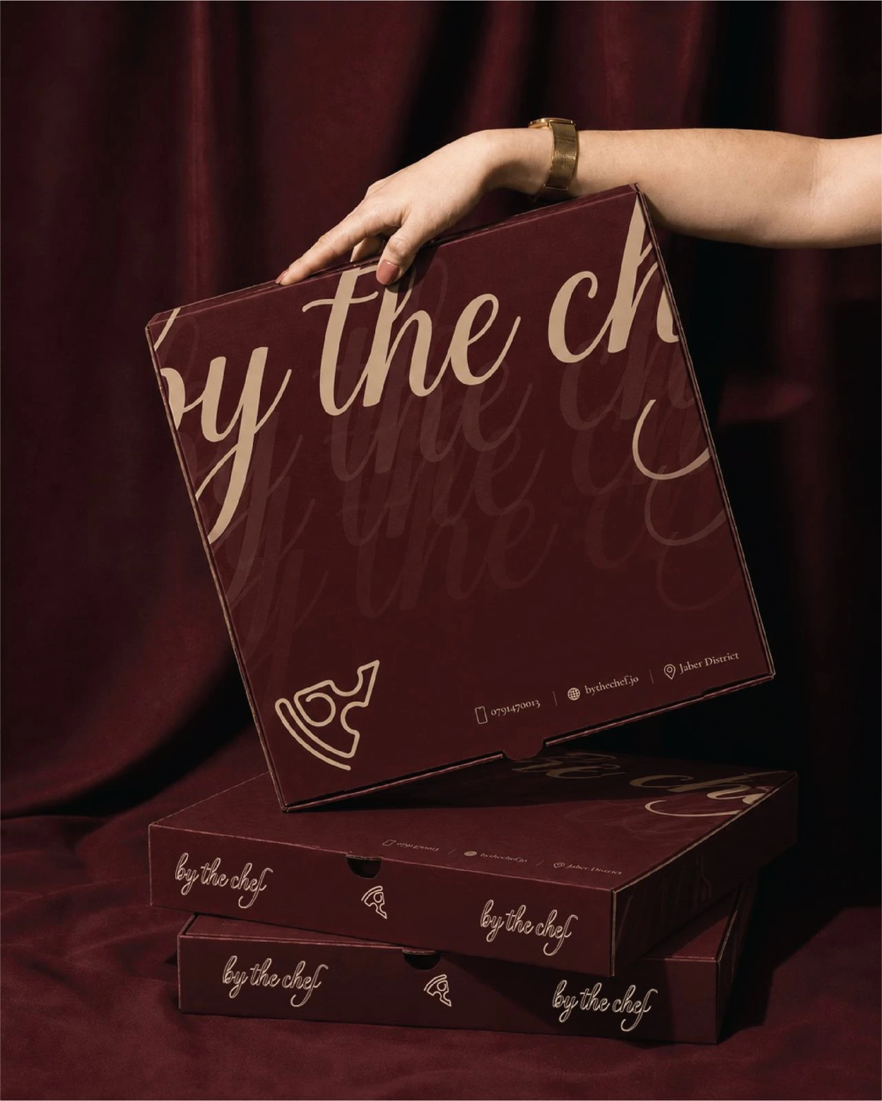 Stacked By The Chef pizza boxes