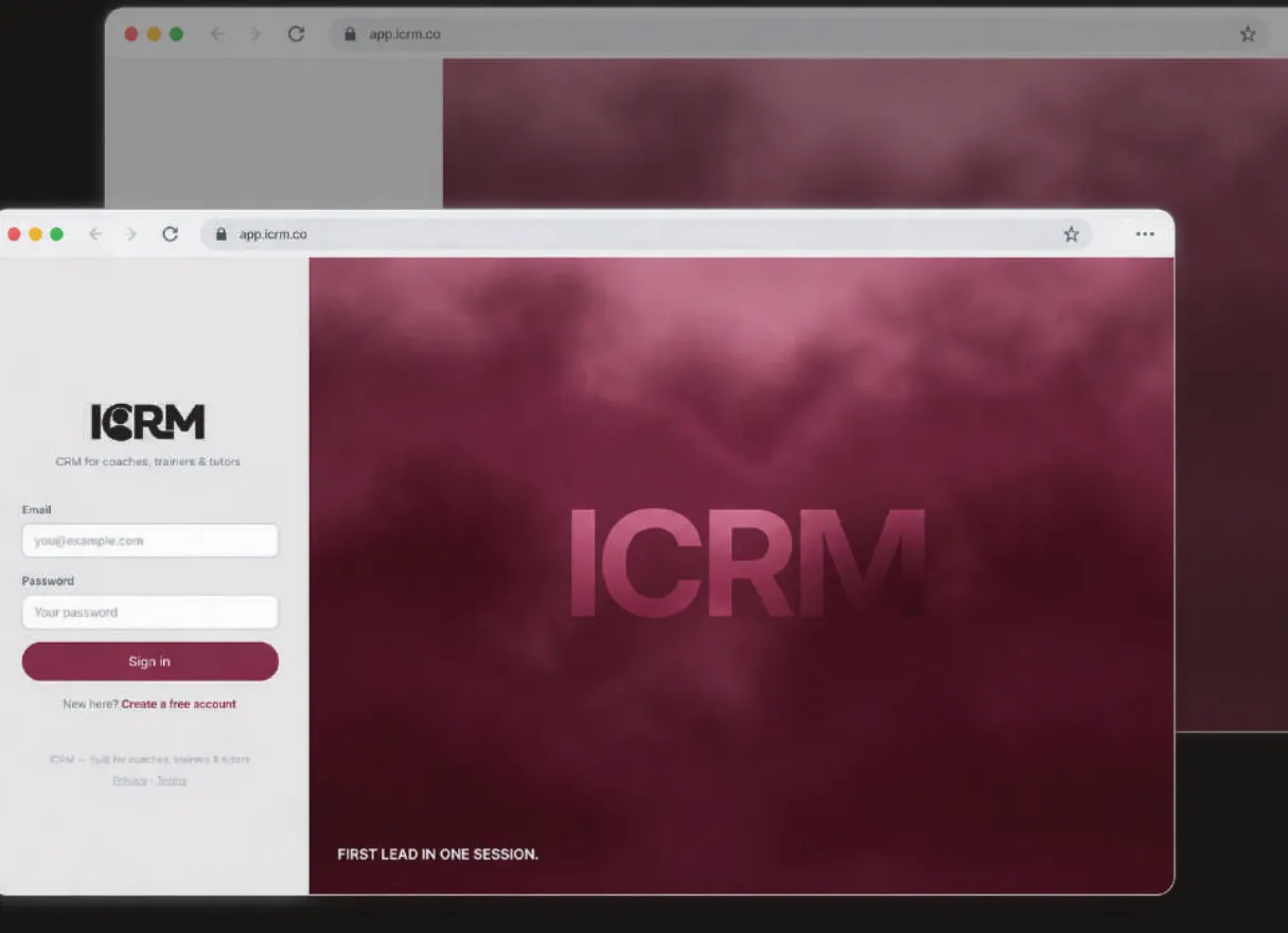 ICRM sign-in screens