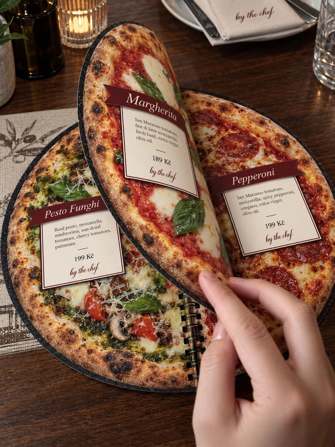 By The Chef pizza-shaped menu