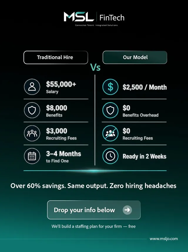 MSL FinTech — Traditional hire vs our model ad