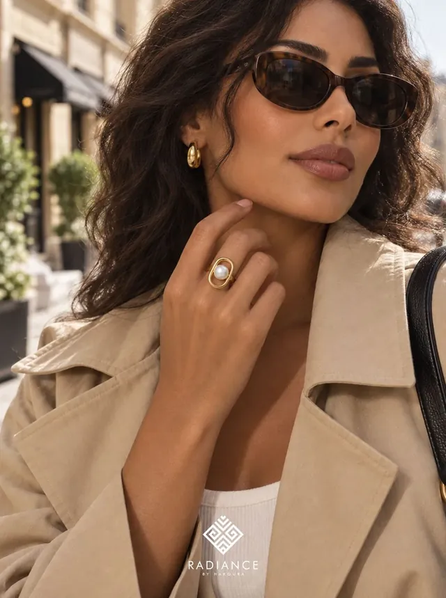 Radiance by Hakoura — woman in sunglasses and a trench coat