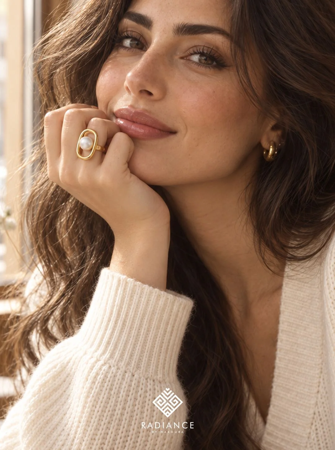 Radiance by Hakoura — portrait wearing the pearl ring